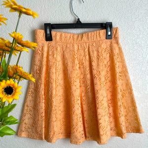 Peached Colored Lace Skater Skirt